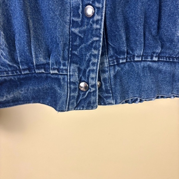 Vintage Retro 80’s Cotton V-Neck Pucker Shoulder V-Neck Snap Denim Jacket (L) - Picture 5 of 16